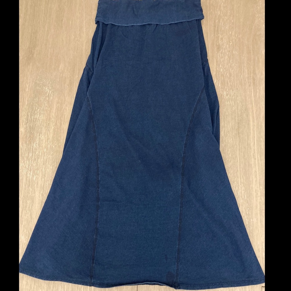 💟 Purple Clover 100% cotton navy maxi skirt, M